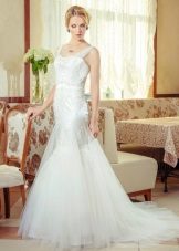 Чиста сватбена рокля без презрамки от Анна Делария