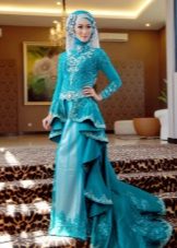 Vestido de casamento muçulmano turquesa