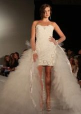 Sheath wedding dress with removable skirt