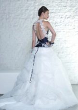 Mėlyna korseto traukinio vestuvinė suknelė