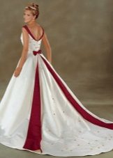 Bonny nupcial vestido de noiva branco e vermelho com trem