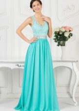 Evening dress turquoise in the Greek style