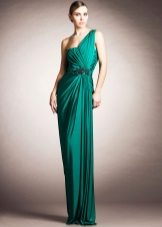 שמלת ערב ירוקה על כתף אחת