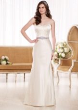Satin wedding dress decorated with a belt