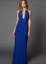 Μπλε φόρεμα βραδιού με λαιμόκοψη