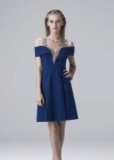 Синя вечерна рокля къса