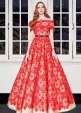 Lace evening red dress