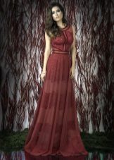 Дантелена червена подова рокля