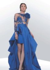 Blaues kurzes Kleid mit abnehmbarem Rock