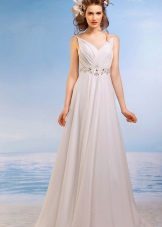 Empire wedding dress with drapery on the bodice