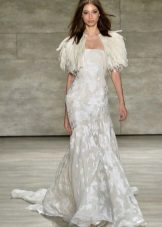 Λευκό βραδινό φόρεμα με φτερά 2016