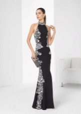 robe de soirée 2016 noir avec dentelle blanche