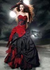 فستان زفاف أسود وأحمر