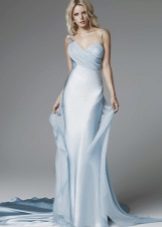 Права сватбена рокля светло синьо