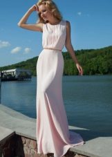 Бледо розова вечерна рокля за ресторант