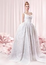 Retro style puffy wedding dress na may crinoline