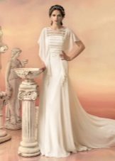 Balta vestuvinė suknelė plačiomis rankovėmis