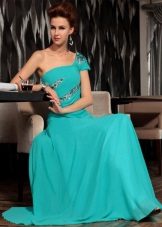 שמלת ערב ארוכה בצבע טורקיז