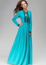 שמלת טורקיז עם שרוולים ארוכים