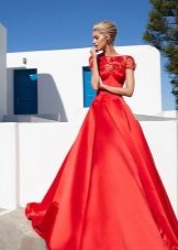 שמלת ערב אדומה משי