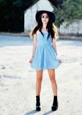 Black boots for a blue dress