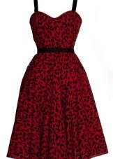 Vestido estampado de leopardo vermelho