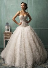 Puffy wedding dress with decorated corset