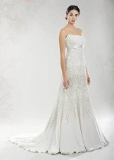 А-линия сватбена рокля с перли