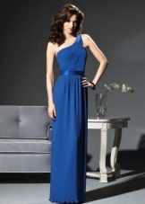 فستان كتف يوناني باللون الأزرق