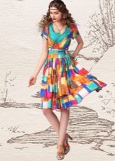 שמלה רב צבעונית עם שרוולים