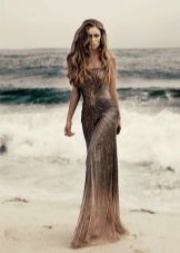 Longue belle robe marron