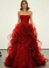 فستان فيرا وونج باللون الأحمر الأورجانزا
