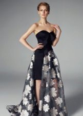 Gaun cetak bunga dengan skirt yang boleh dilepaskan