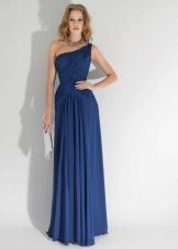 Modré grécke šaty s jedným ramenom