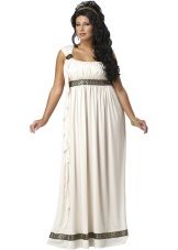 فستان يوناني أبيض لزيادة الوزن
