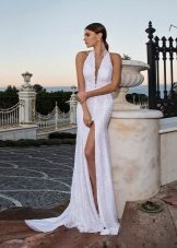 Silk wedding dress with a slit