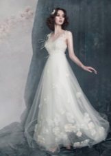 Wedding dress with flowers in tone