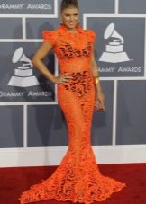 Lang oransje havfrue kjole for kvinner farge høst