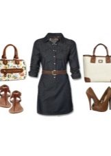 Shirt dress and accessories for it for women of the Autumn color type