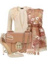 Beige dress with print and accessories for women color Autumn