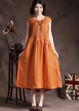 Наранџаста дуга ланена хаљина