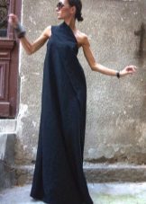 Плава асиметрична дуга хаљина од платна