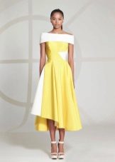 Suknelė trumpa priekine geltona neopreno galine dalimi