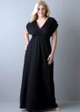 فستان فيسكوز أسود طويل لزيادة الوزن