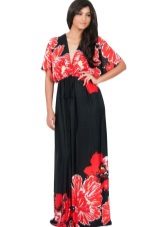 Kimono klänning svart och röd för en full kvinna
