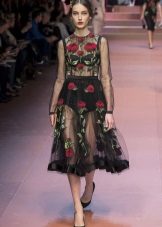 Abito nero trasparente con rose Dolce Gabbana