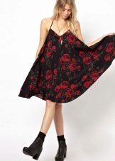 Šaty - letní šaty s červenou růží