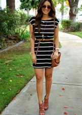 Striped dress with platform sandals