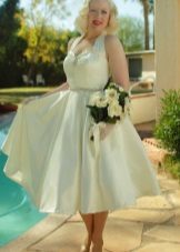 50s vestido de noiva sem mangas de cetim