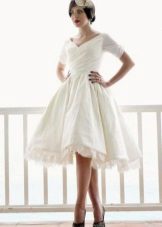 50s vestido de noiva de mangas curtas